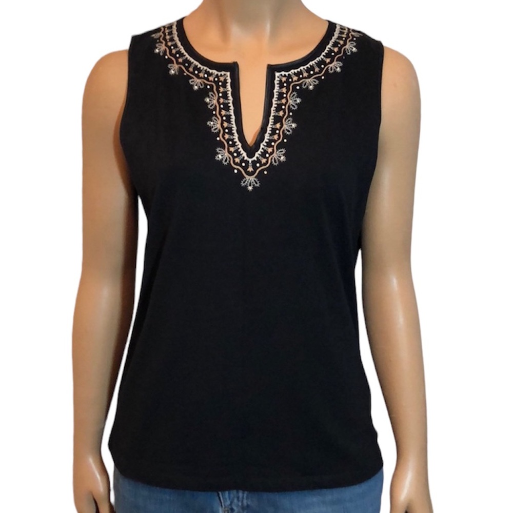 JONES New York Sport Black Tank Top Sz L